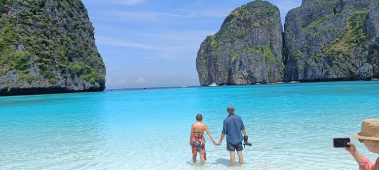 A tourist at Maya beach image used for Travel Insurance article
