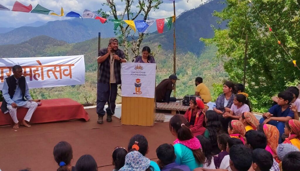 Poet Harsh Kafar at Library Village Maniguh Uttarakhand
